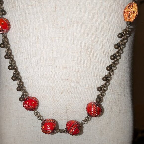Chico's Boho Long Textured Beaded Beads Indian Asian Inspired 36" Necklace Retro - Picture 3 of 6